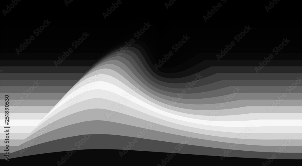 Poster Abstract grayscale background with grey wave. Vector graphics