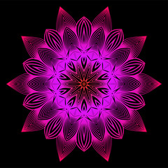 Floral Color Mandala. Arabic, Indian, Motifs. Vector Illustration. Black purple color