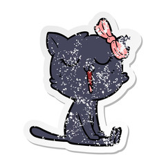 distressed sticker of a cartoon cat
