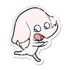 distressed sticker of a cute cartoon elephant