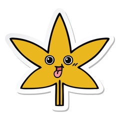 sticker of a cute cartoon autumnal leaf