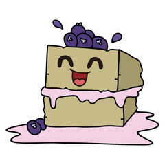 quirky hand drawn cartoon happy cake slice