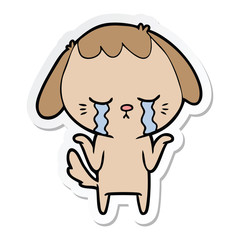 sticker of a cartoon crying dog