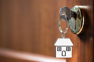 House key in the door