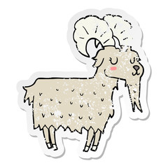 distressed sticker of a cartoon goat