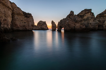 Ponta da Piedade or Piety's Point is a rock formation along the coastline of Lagos, in Algarve, Portugal 