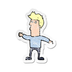 retro distressed sticker of a cartoon surprised man