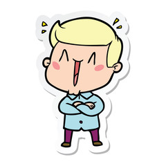 sticker of a cartoon excited man