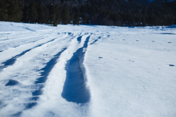 winter, path, track, snow, landscape, cold, tree, nature, sky, forest, white, road, ice, frost, frozen, blue, season, trees, snowy, scene, field, clouds, way, mountain, weather, russia, arhyz