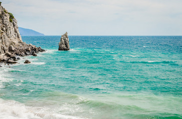Naklejka premium Coast and cliffs of the Black Sea near Yalta in the Republic of Crimea
