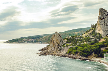 Coast and cliffs of the Black Sea near Simeiz in the Republic of Crimea