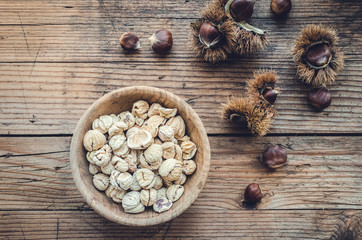 Dried pilled chestnuts