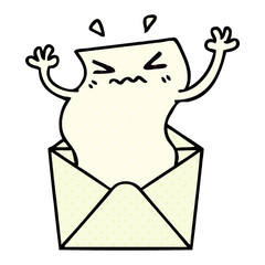 quirky comic book style cartoon letter and envelope
