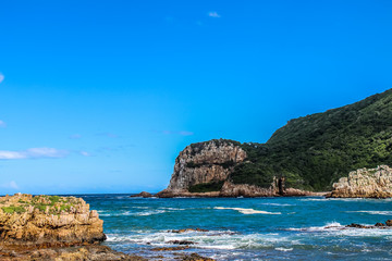 Beautiful rocky Knysna heads beach in garden route in Western Ca