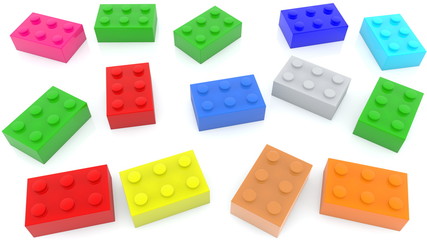 Toy bricks in various colors