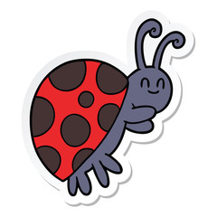 sticker of a cute cartoon ladybug