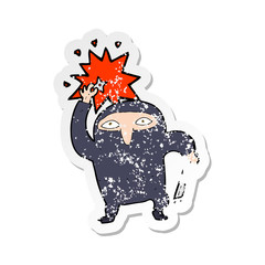 retro distressed sticker of a cartoon ninja