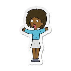 sticker of a cartoon worried woman