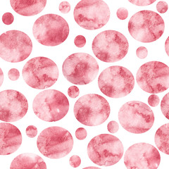 Watercolor burgundy dots on white background - seamless pattern