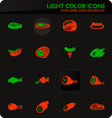 Naklejka premium Meat and protein icons set