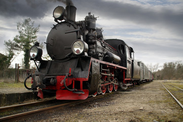 Fototapeta na wymiar Retro steam locomotive