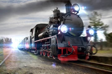 A rushing steam locomotive