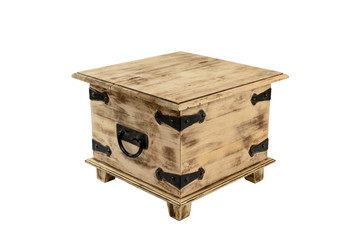 Old wooden chest isolated on white background - image