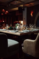 Rolgordijnen luxury tableware beautiful table setting in restaurant © Alexey