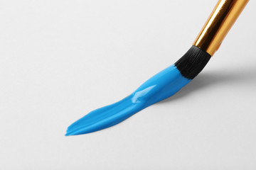 Brush with color paint and stroke on white background