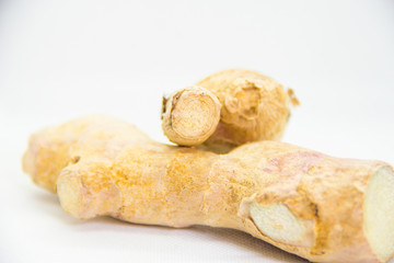natural organic ginger on white background