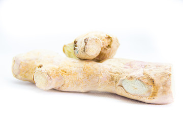 natural organic ginger on white background