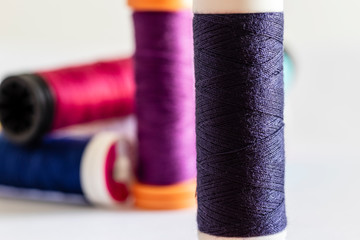 close-up on sewing thread spool