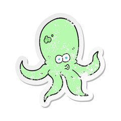 retro distressed sticker of a cartoon octopus