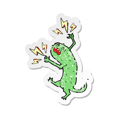 retro distressed sticker of a cartoon little monster