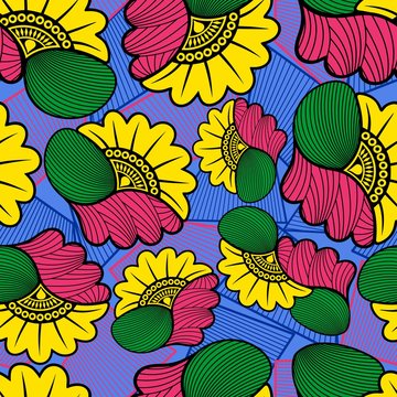 Wax African Cloth Textile Fabric Seamless Pattern Vector Design