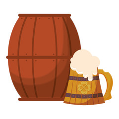 beer wooden jar and barrel with clover