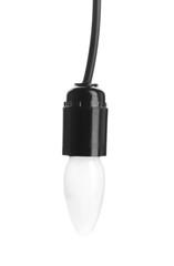 Hanging fluorescent light bulb on white background. Modern lamp