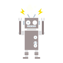 Naklejka premium flat color retro cartoon malfunctioning robot
