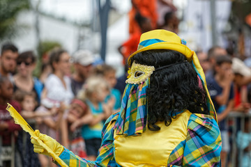 Belle demoiselle masquée à la parade du littoral de Kourou en Guyane française