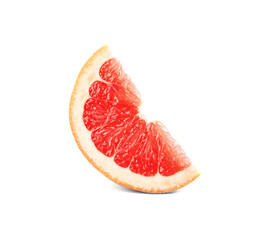 Fototapeta na wymiar Slice of ripe juicy grapefruit on white background