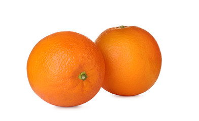 Fresh ripe oranges isolated on white. Citrus fruit