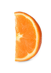 Slice of ripe orange isolated on white