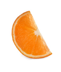 Slice of ripe orange isolated on white