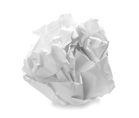Crumpled sheet of paper on white background