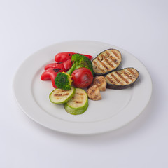 Grilled vegetables isolated on white background. Vegetarian.