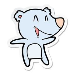 sticker of a laughing bear cartoon