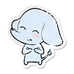 distressed sticker of a cute cartoon elephant