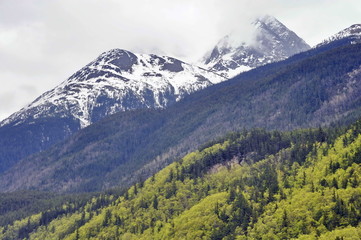 Mountain Peaks Covered with Snow in Alaska