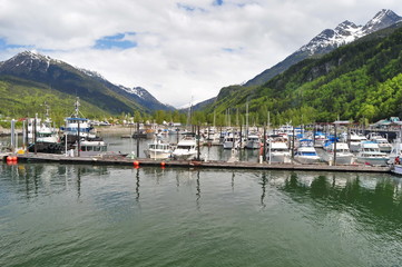 Fototapeta na wymiar Boat Marina in Skagway, Alaska, USA