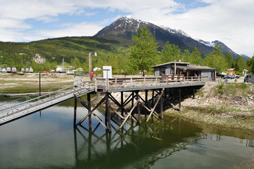 Fototapeta premium Wooden Boat Dock in Skagway, Alaska